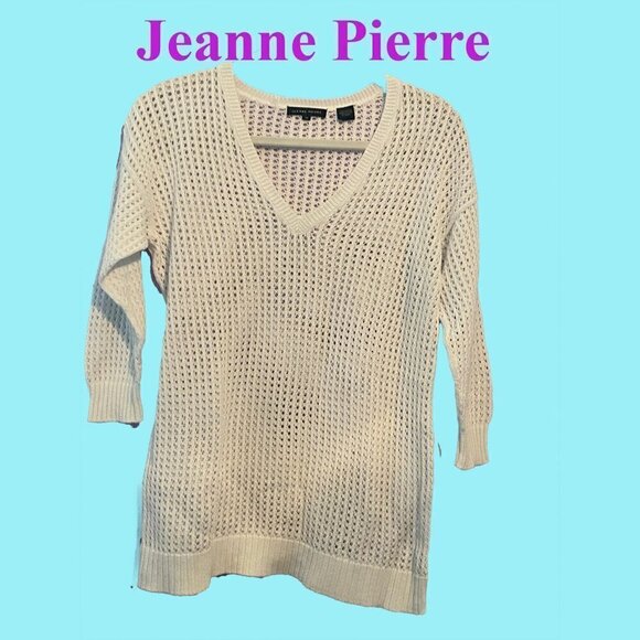 NWOT JEANNE PIERRE SUMMER KNITTED/CROCHETED BREATHABLE SIZE MEDIUM SWEATER - Picture 7 of 11